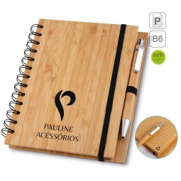 Caderno com caneta em bambu personalizados