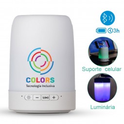 caixa de som Bluetooth com luminaria personalizada para brindes