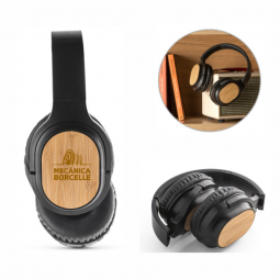 Fones de ouvido wireless em bambu e ABS 97126 GOULD