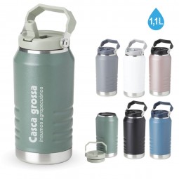 Garrafa Térmica inox 1100ml com bocal e alça de transporte personalizada para brindes 18709