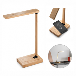Luminária em bambu com carregador wireless 97122