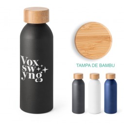 Squeeze alumínio tampa bambu personalizado para brindes