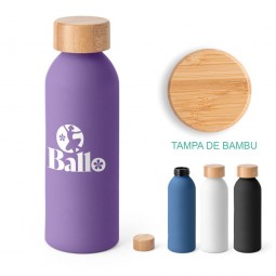 Squeeze alumínio tampa bambu personalizado para brindes