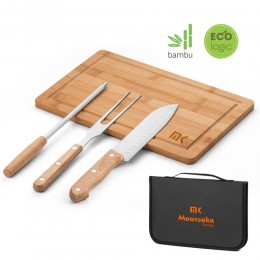 Kit Churrasco 4 Peças caixa bambu personalizado para brindes 94107 Moussasca