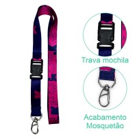  Cordão para Crachá trava mochila e Mosquetão