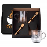 Kit Canecas Com Colheres 4 Peças KT-9039F
